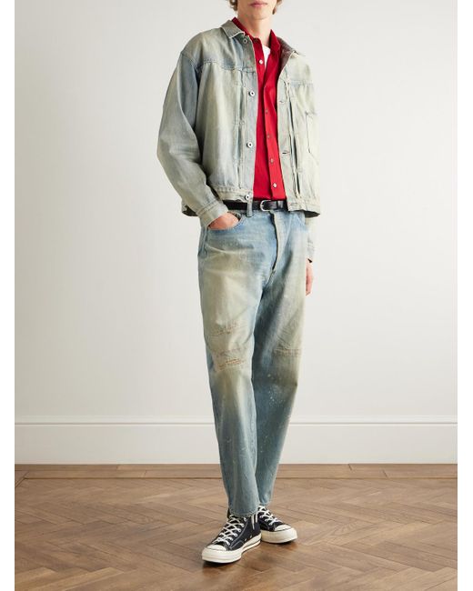 A.PRESSE Blue 1St Type Distressed Denim Jacket for men