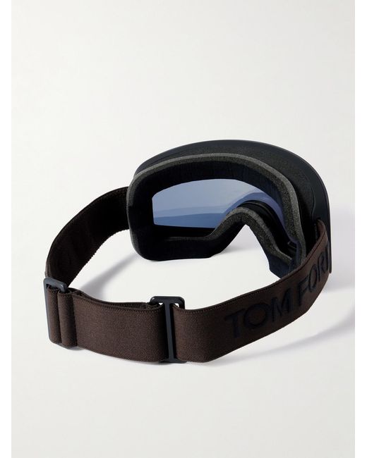 Tom Ford Brown Logo-Jacquard Webbing-Trimmed Ski Goggles for men