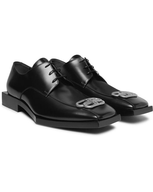 Balenciaga Black Bloc Rim Logo-embellished Leather Derby Shoes for men