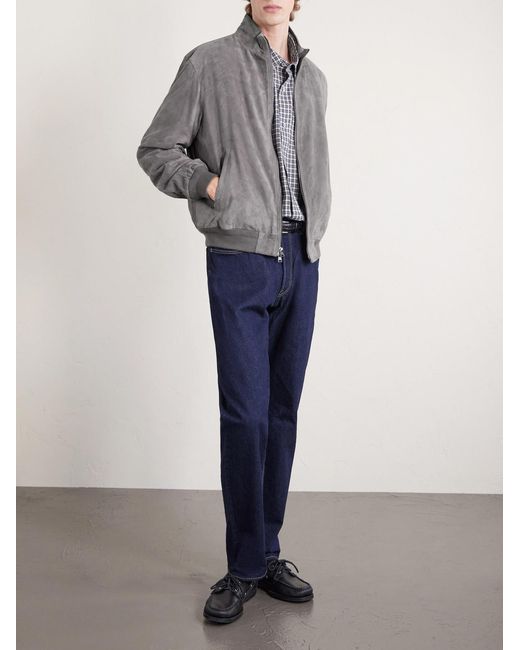 Polo Ralph Lauren Gray Suede Bomber Jacket for men