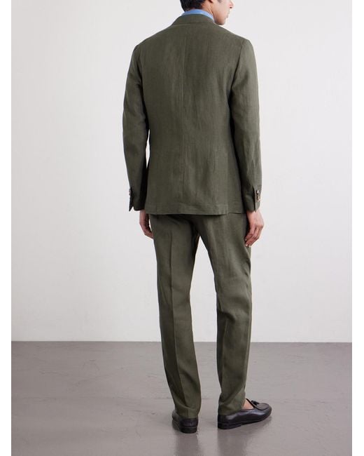 De Petrillo Green Linen Blazer for men