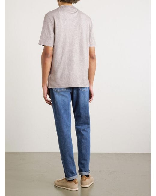 Brunello Cucinelli White Slub Linen And Cotton-blend Jersey T-shirt for men