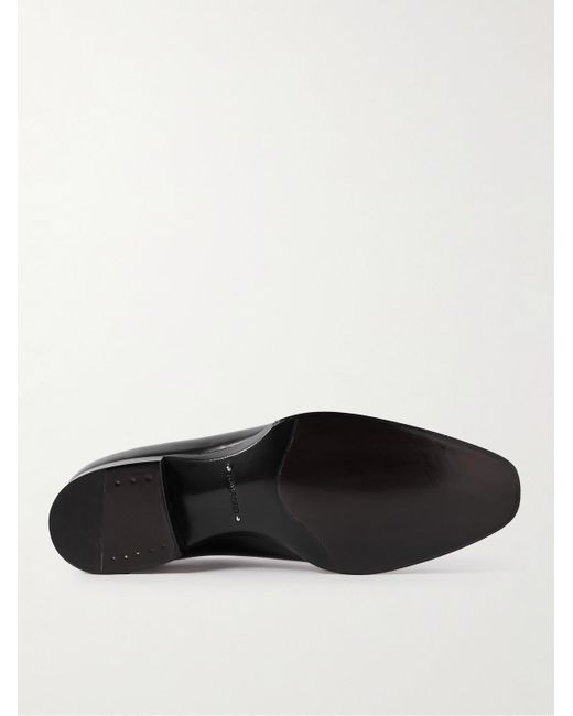 Tom Ford Black Elkan Whole-Cut Glossed-Leather Oxford Shoes for men