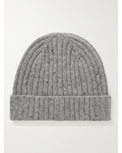 Hartford Gray Ribbed Donegal Wool-blend Beanie