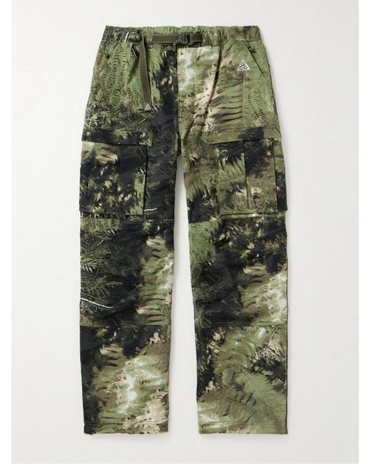 Nike Green Acg Smith Summit Straight-leg Convertible Printed Shell Cargo Trousers for men