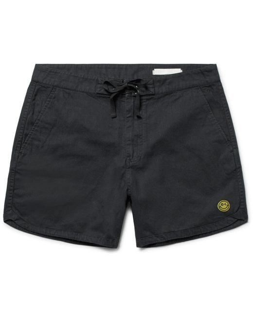 Outerknown Black Happy Source Mid-length Organic Cotton And Hemp-blend Swim Shorts for men
