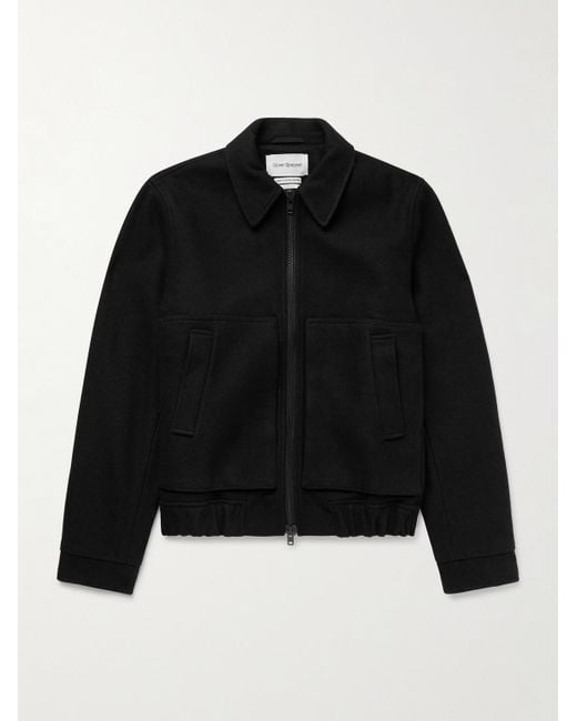 Oliver Spencer Black Arlington Wool-blend Felt Bomber Jacket for men