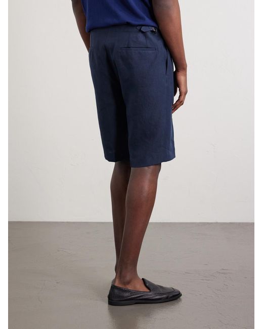 De Petrillo Blue Straight-Leg Linen Shorts for men