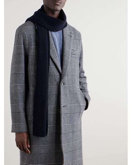 Ribbed Cashmere Scarf di William Lockie in Blue da Uomo