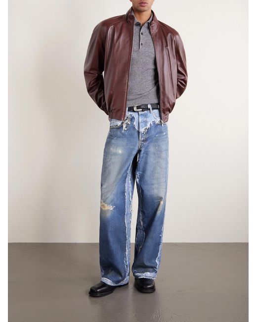 Acne Brown Lokot Leather Jacket for men