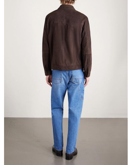 Canali Brown Woven Suede Jacket for men