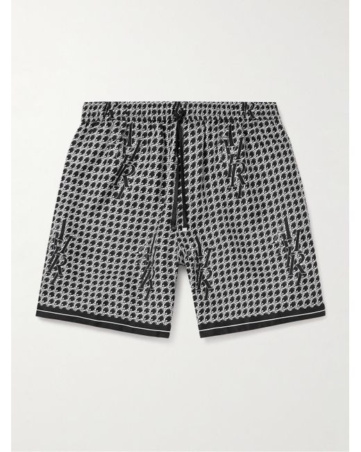 Amiri Gray Straight-leg Logo-print Silk-twill Drawstring Shorts for men