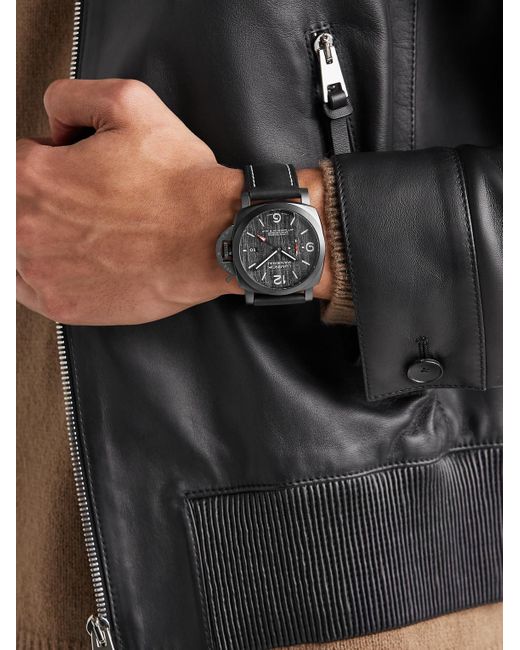 Panerai Black Luminor Luna Rossa Gmt Automatic 44Mm Titanium And Leather Watch, Ref. No. Pam01036 for men
