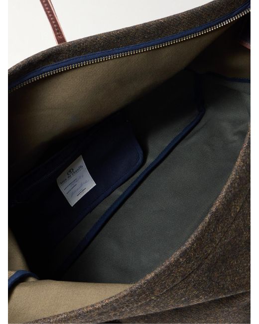 Bleu De Chauffe Cabine Weekender aus Tweed und Canvas mit Lederbesatz in Green für Herren