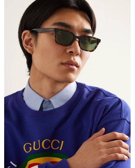 Gucci Green Rectangular-frame Tortoiseshell Acetate Sunglasses for men