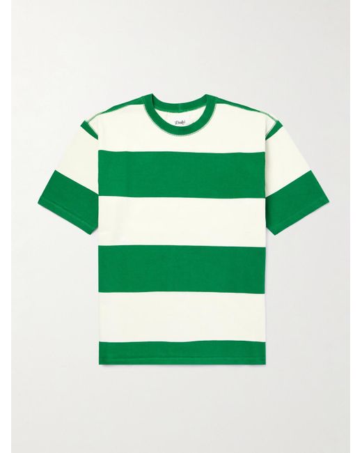 Drake's Green Striped Cotton-jersey T-shirt for men