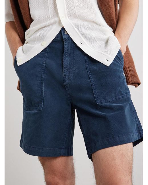 Corridor NYC Blue Wide-Leg Stretch-Cotton Corduroy Shorts for men