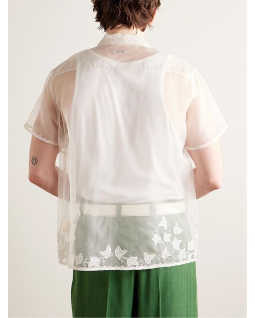 Bode Ivy Hemd aus Seidenorganza mit Reverskragen und Stickereien in White für Herren