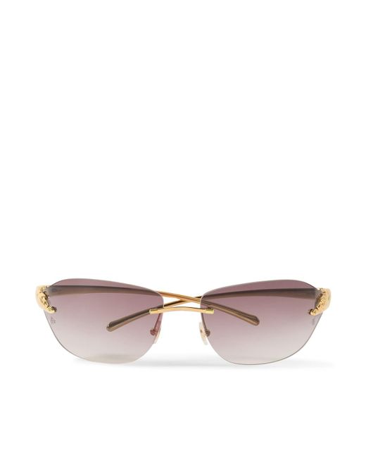 Cartier Pink Panthère Classic Rimless Square-frame Gold-tone Sunglasses for men