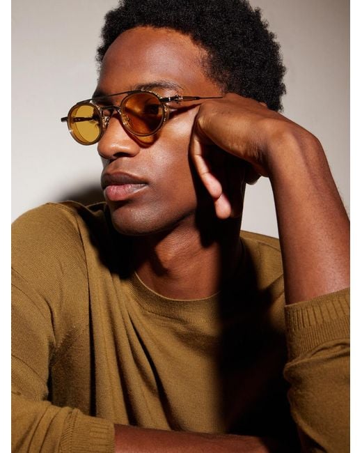 Jacques Marie Mage Natural Livingston Round-frame Gold-plated Metal Sunglasses for men