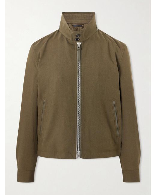 Tom Ford Green Leather-trimmed Virgin Wool for men