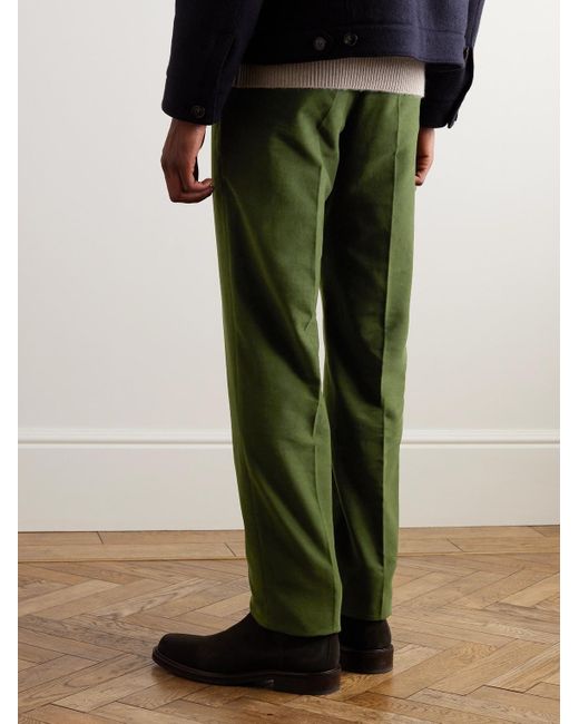 Richard James Green Tapered Cotton-moleskin Trousers for men