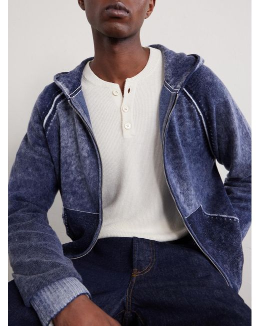 Kupiter Wool-Blend Hooded Sweater di Acne in Blue da Uomo