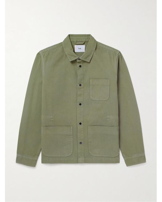 Folk Green Assembly Garment-Dyed Cotton-Twill Overshirt for men