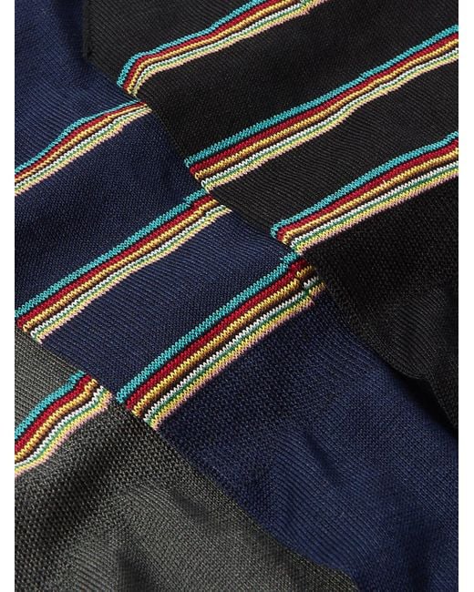 Paul Smith Blue Three-pack No-show Striped Organic Cotton-blend Socks for men