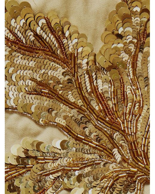 Camicia cropped in gabardine di cotone sfrangiato con decorazioni di Dries Van Noten in Metallic da Uomo