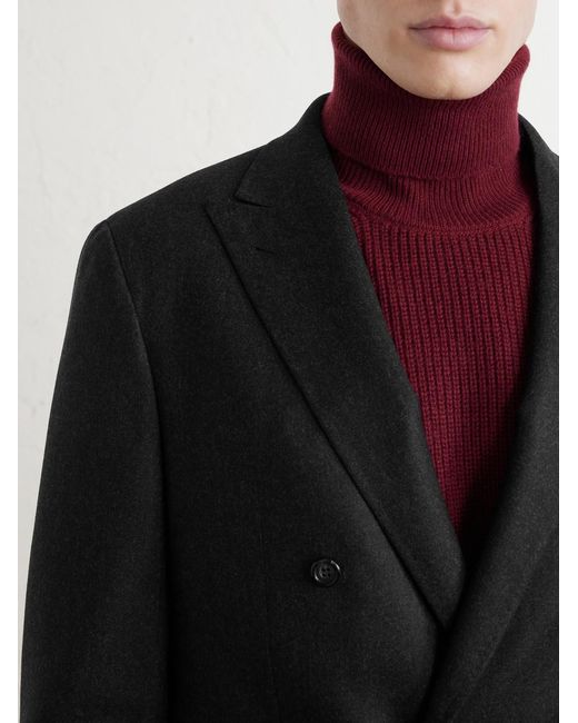 Canali Black Kei Double-Breasted Wool Blazer for men
