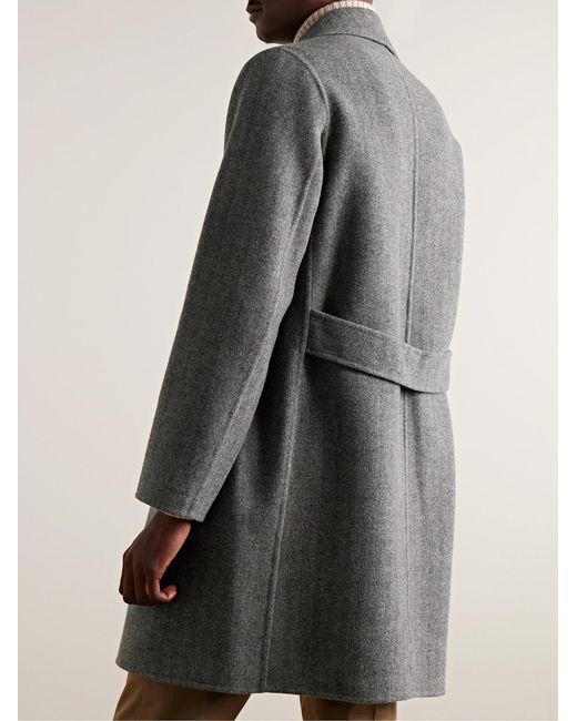 Dunhill Gray Unstructured Double-Faced Herringbone Wool Car Coat for men