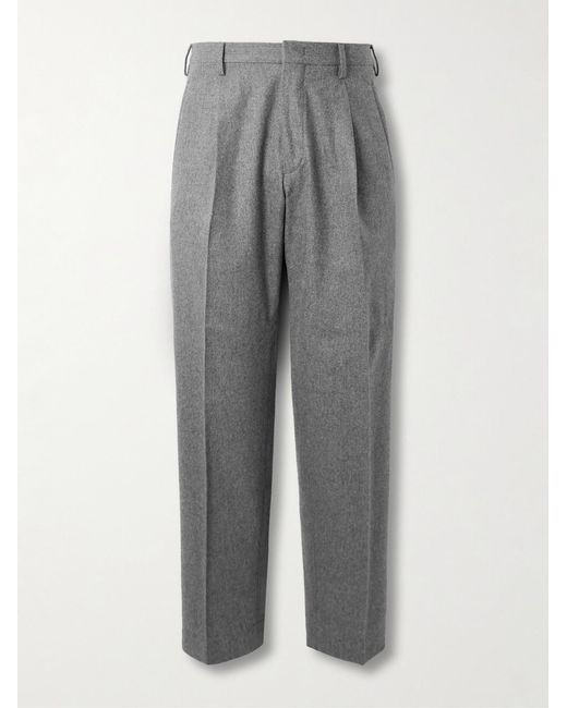 Slowear Gray Straight-Leg Pleated Wool-Blend Flannel Suit Trousers for men