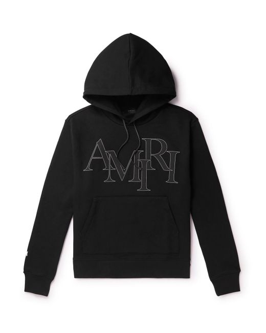 Amiri Black Logo-appliquéd Cotton-jersey Hoodie for men