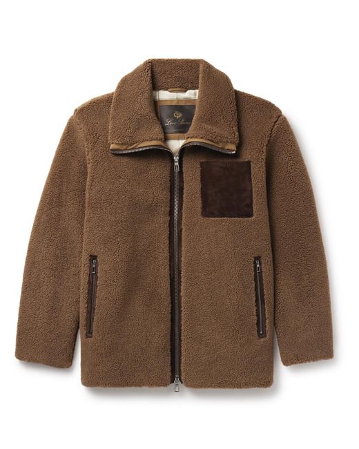 Loro Piana Brown Tavan Suede-trimmed Cashmere And Silk-blend Fleece Jacket for men