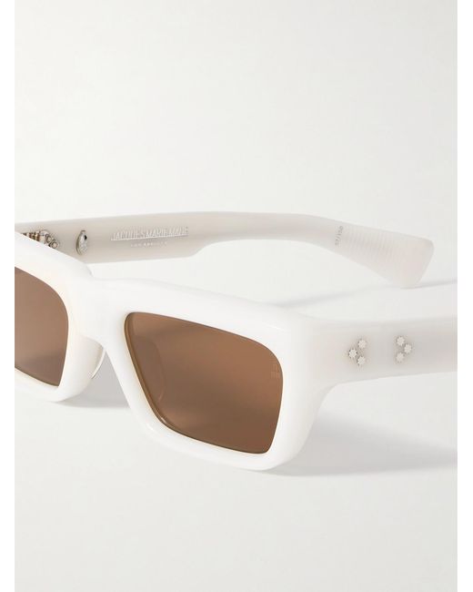 Jacques Marie Mage White Rush Rectangular-frame Acetate Sunglasses for men