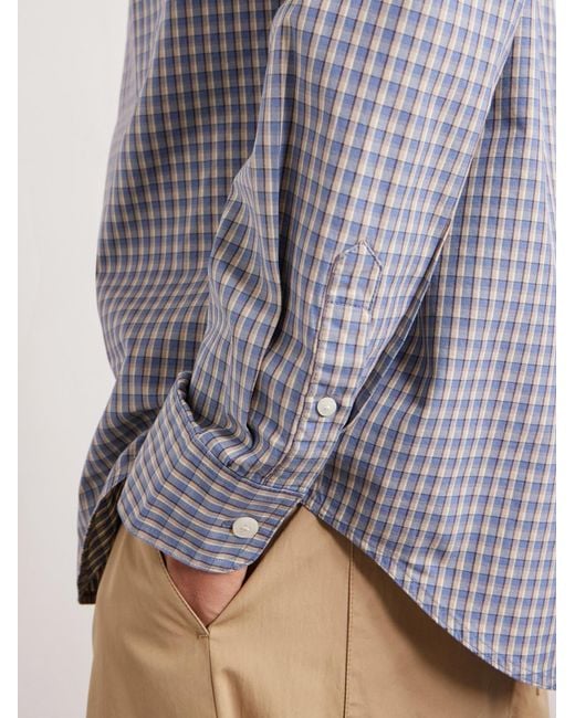 NN07 Blue Colby 50024 Button-down Collar Checked Cotton Shirt for men