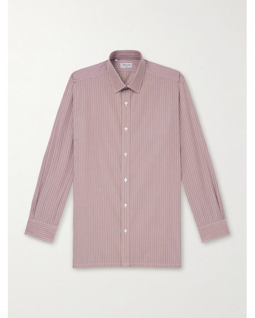 Charvet Pink Striped Cotton-Poplin Shirt for men