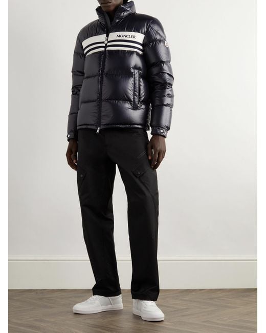 Moncler Blue Skarsting Quilted Shell And Logo-embroidered Jacquard-knit Down Jacket for men