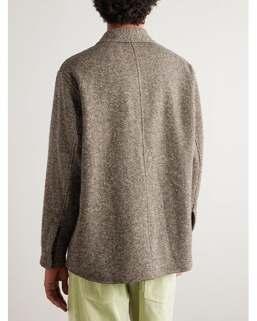 Auralee Gray Wool-Tweed Shirt Jacket for men