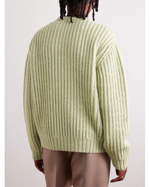 Dries Van Noten Green Cable-knit Wool Sweater for men