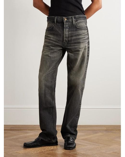 Fear Of God Gray Straight-Leg Logo-Appliquéd Jeans for men