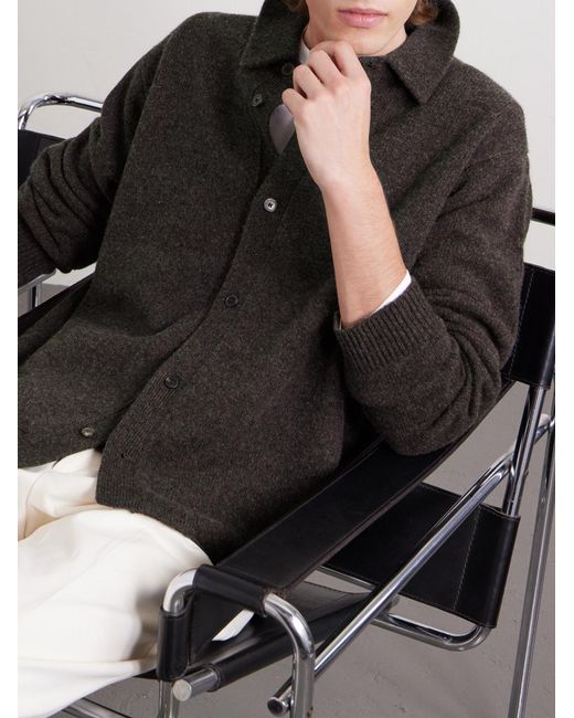 FRAME Black Wool And Yak-Blend Cardigan for men