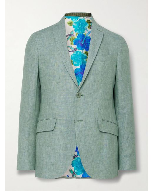 Etro Blue Linen Suit Jacket for men