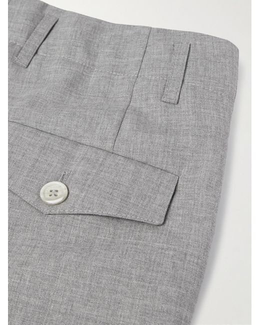 Brunello Cucinelli Gray Tapered Pleated Wool Trousers for men