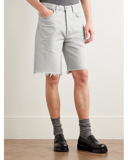 Agolde White Anson Straight-Leg Frayed Organic Denim Shorts for men