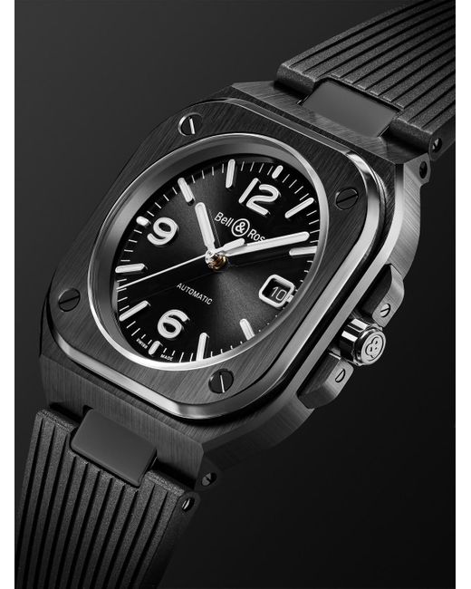 Bell & Ross Black Br 05 Automatic 40Mm Stainless Steel And Rubber Watch, Ref. No. Br05A-Bl-Ce/Srb for men
