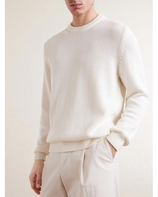 Slowear White Slim-fit Cotton Sweater for men