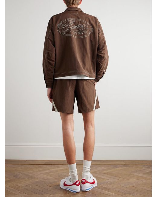 CHERRY LA Brown Logo-embroidered Nylon Jacket for men