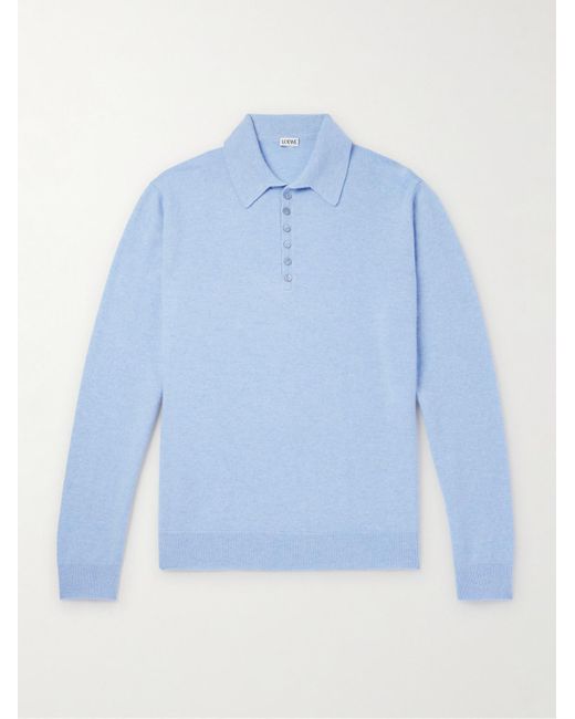 Loewe Blue Cashmere Polo Shirt for men